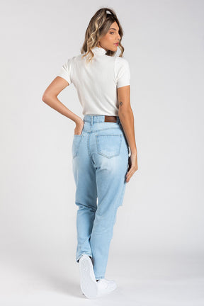 Calça Mom Grace  Jeans Claro