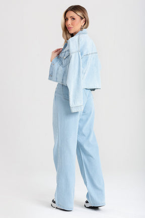 Calça Wide Leg Jeans Clio  Jeans Claro
