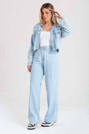 Calça Wide Leg Jeans Clio  Jeans Claro