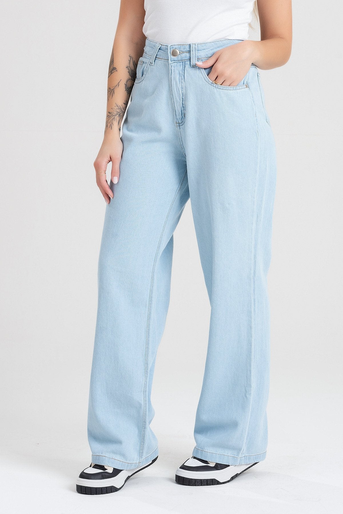 Calça Wide Leg Jeans Clio  Jeans Claro