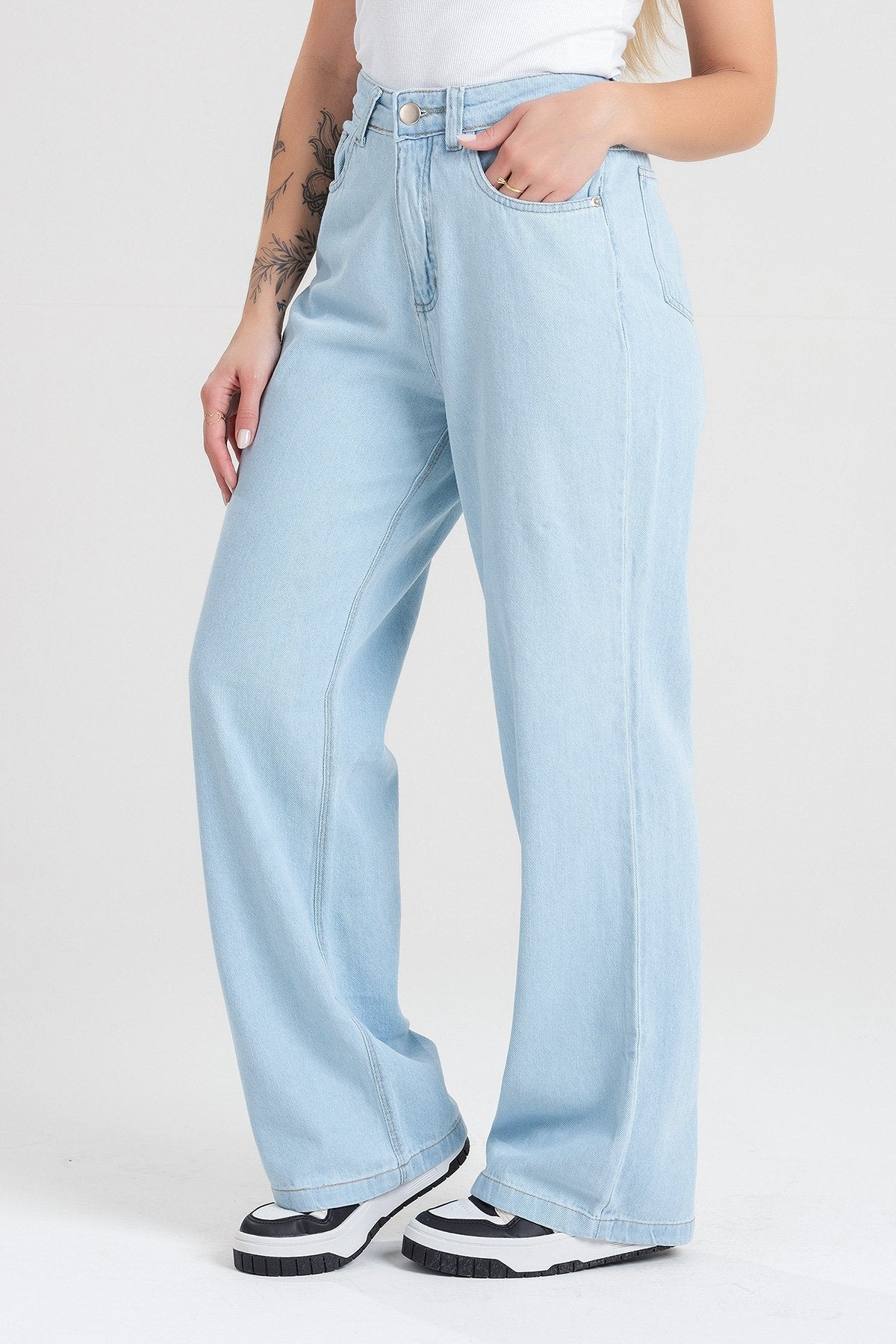 Calça Wide Leg Jeans Clio  Jeans Claro